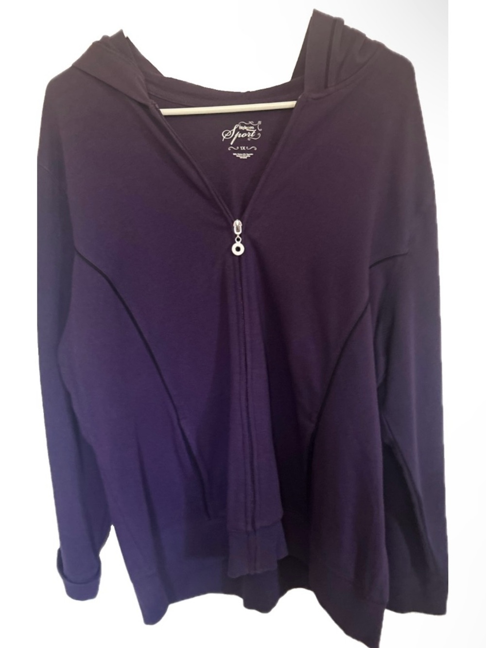 Style & Co. Sport Purple Zip-Up Hoodie Jacket